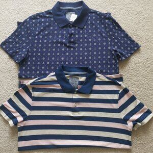 TWO (2) JOS A BANK 1905 Collection Polos - Size M Slim - Nautical & Stripe - NWT